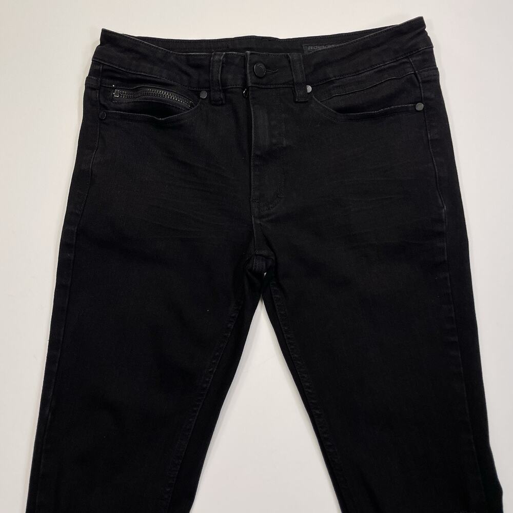 Rockstar Original Size 32 Mens Oscar Black Knee Slit 5 Pocket Straight Fit Jeans